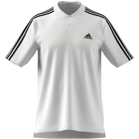 Men Essentials Pique Embroidered Small Logo 3-Stripes Polo Shirt, White, A701_ONE, large image number 8
