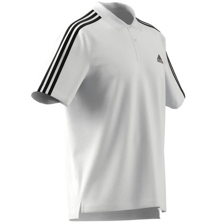Men Essentials Pique Embroidered Small Logo 3-Stripes Polo Shirt, White, A701_ONE, large image number 9