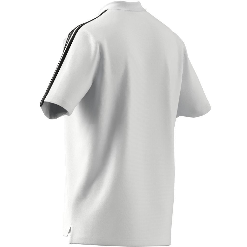 adidas - Men Essentials Pique Embroidered Small Logo 3-Stripes Polo Shirt, White