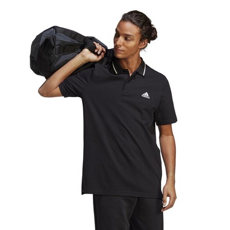 Men Essentials Piqué Small Logo Polo Shirt, Black, A701_ONE, large image number 1