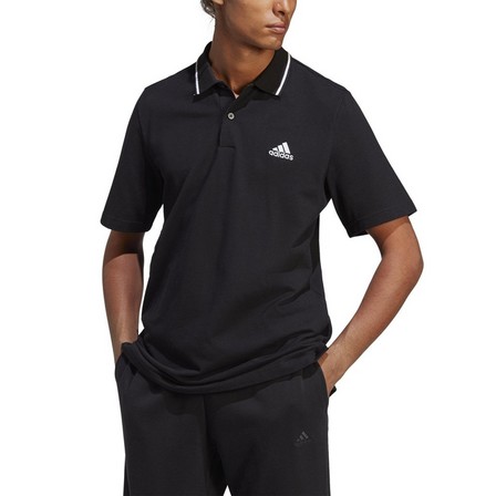 Men Essentials Piqué Small Logo Polo Shirt, Black, A701_ONE, large image number 2