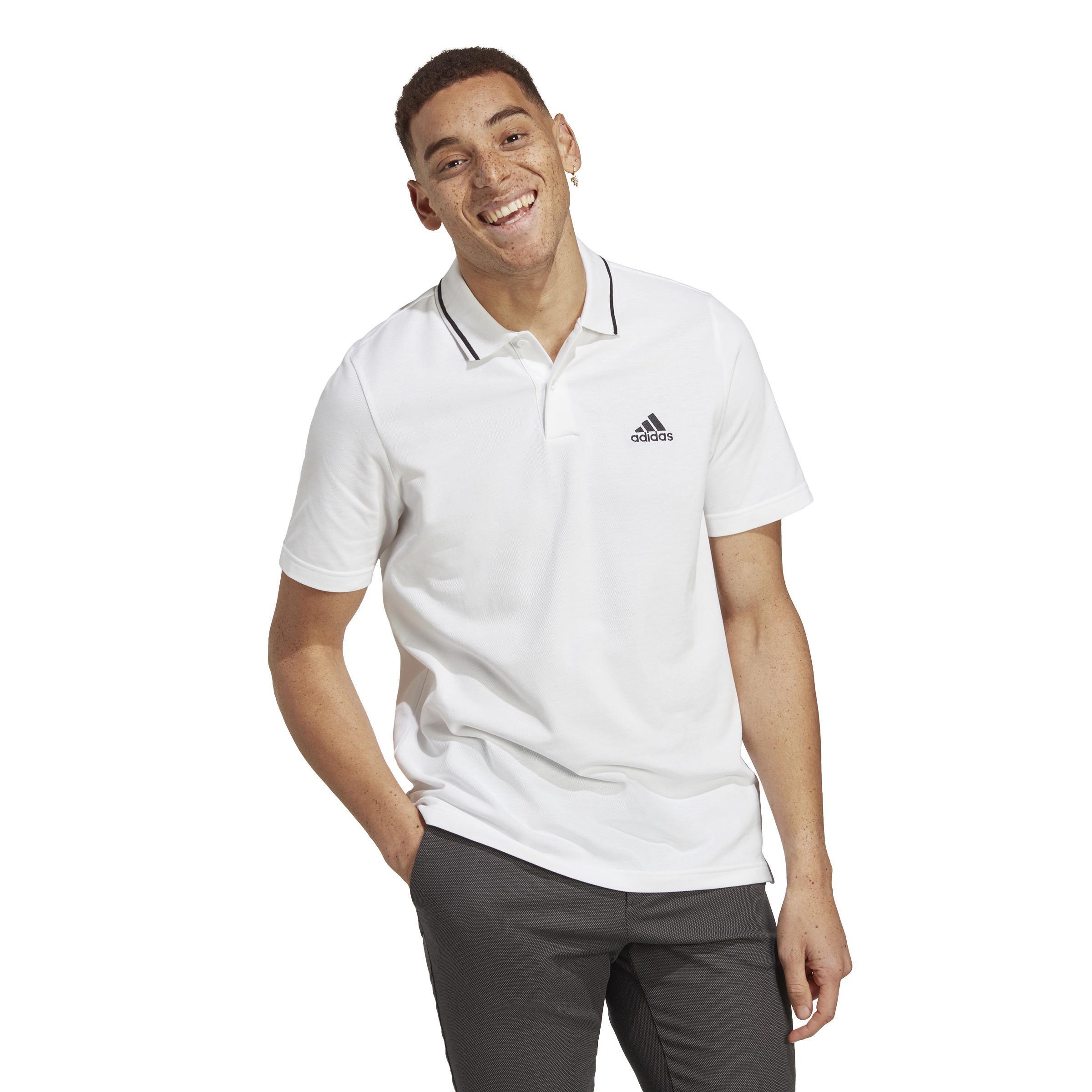 Men Essentials Pique Small Logo Polo Shirt, White, A701_ONE, large image number 0