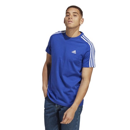 Men Essentials Single Jersey 3-Stripes T-Shirt, Blue, A701_ONE, large image number 8