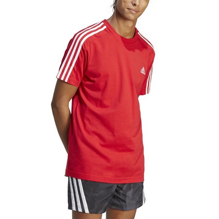 Men Essentials Single Jersey 3-Stripes T-Shirt, Red, A701_ONE, large image number 2