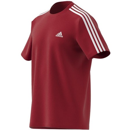 Men Essentials Single Jersey 3-Stripes T-Shirt, Red, A701_ONE, large image number 10