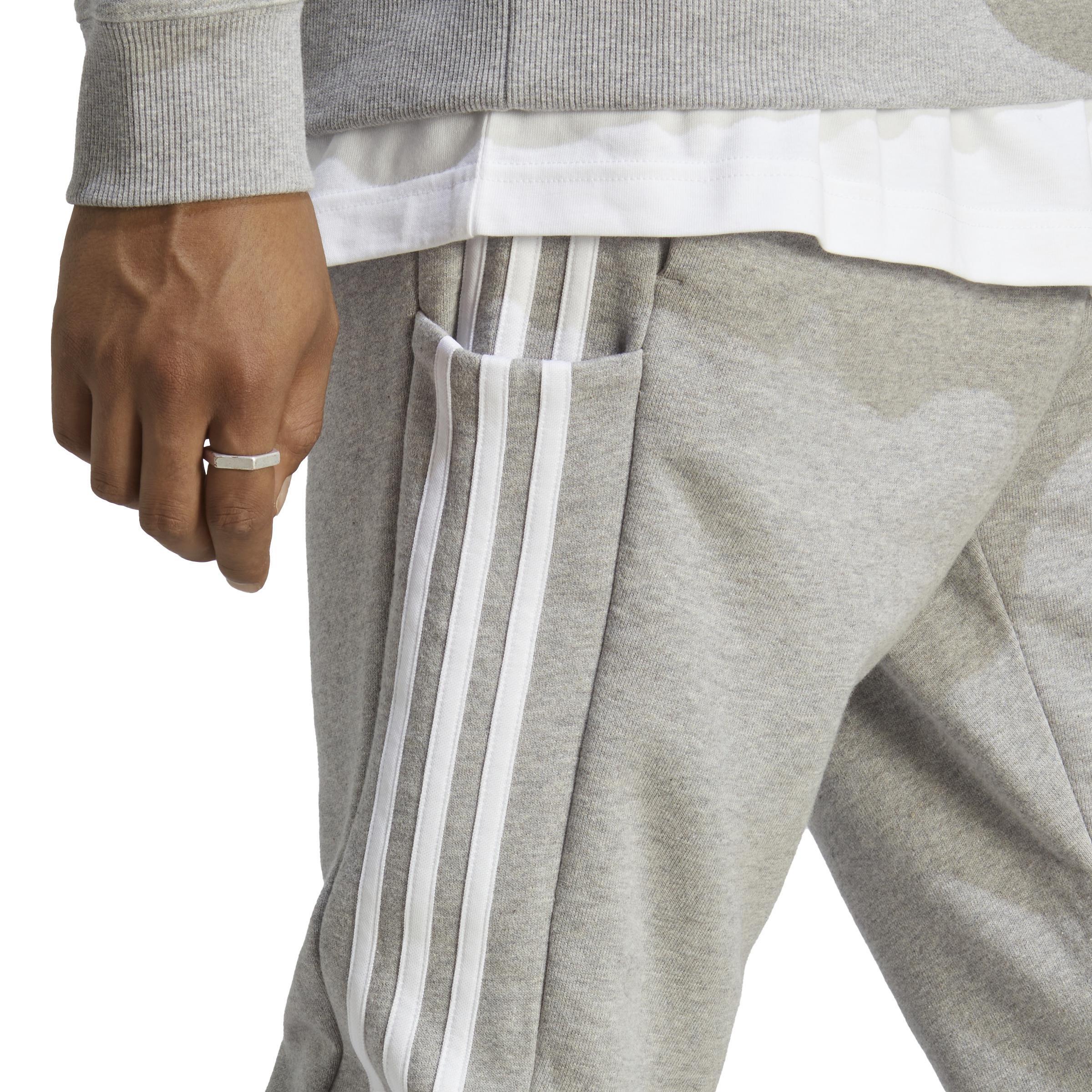 adidas - Men Essentials French Terry Tapered Cuff 3-Stripes Joggers, Grey