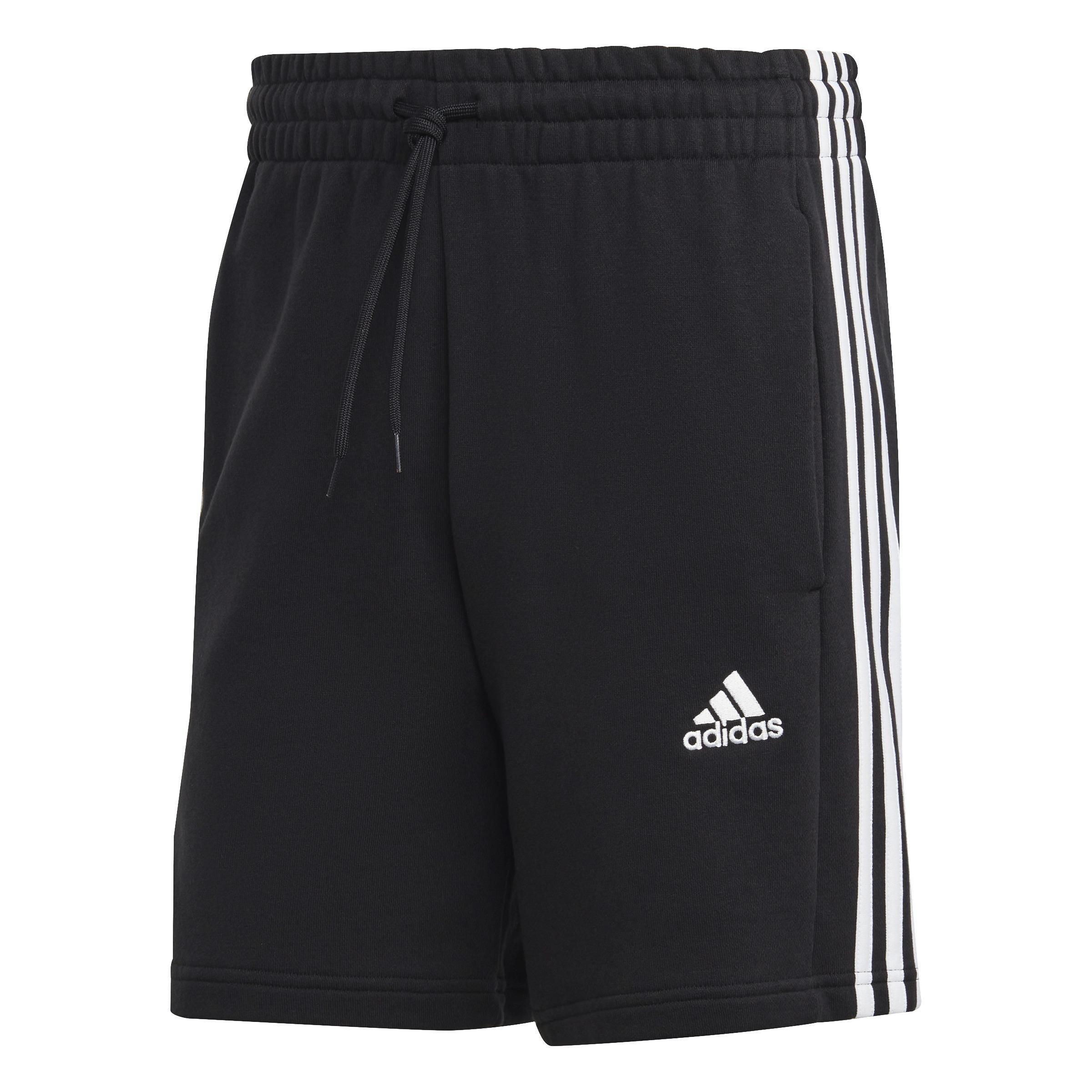 Essentials French Terry 3-Stripes Shorts, Black, A701_ONE, large image number 0