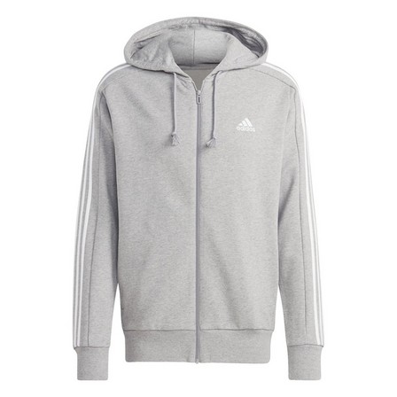 Men Essentials French Terry 3-Stripes Full-Zip Hoodie, Grey, A701_ONE, large image number 1