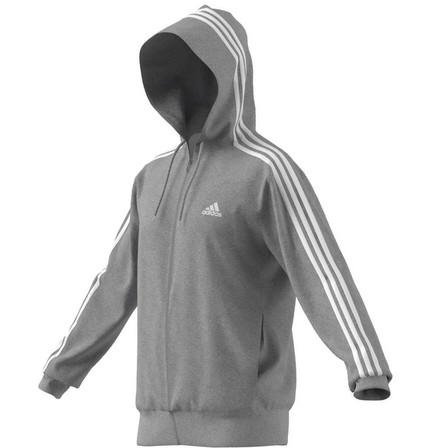 Men Essentials French Terry 3-Stripes Full-Zip Hoodie, Grey, A701_ONE, large image number 15