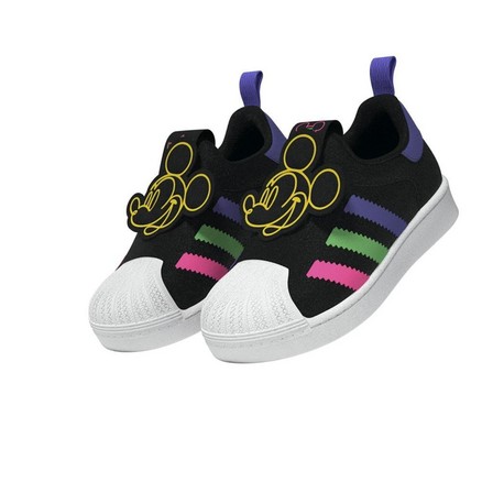 Kids Unisex Adidas Originals X Disney Mickey Superstar 360 Shoes, Black, A701_ONE, large image number 7