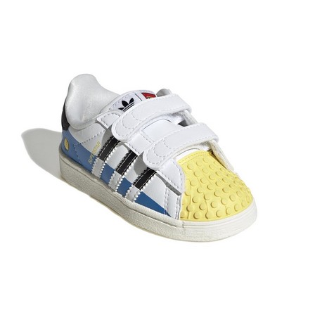 Unisex Kids Adidas Superstar X Lego Shoes, White, A701_ONE, large image number 0