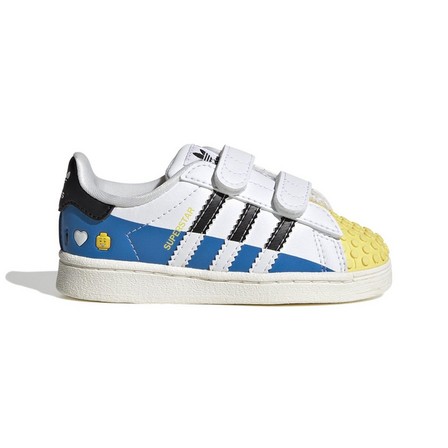 Unisex Kids Adidas Superstar X Lego Shoes, White, A701_ONE, large image number 7