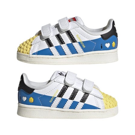 Unisex Kids Adidas Superstar X Lego Shoes, White, A701_ONE, large image number 8