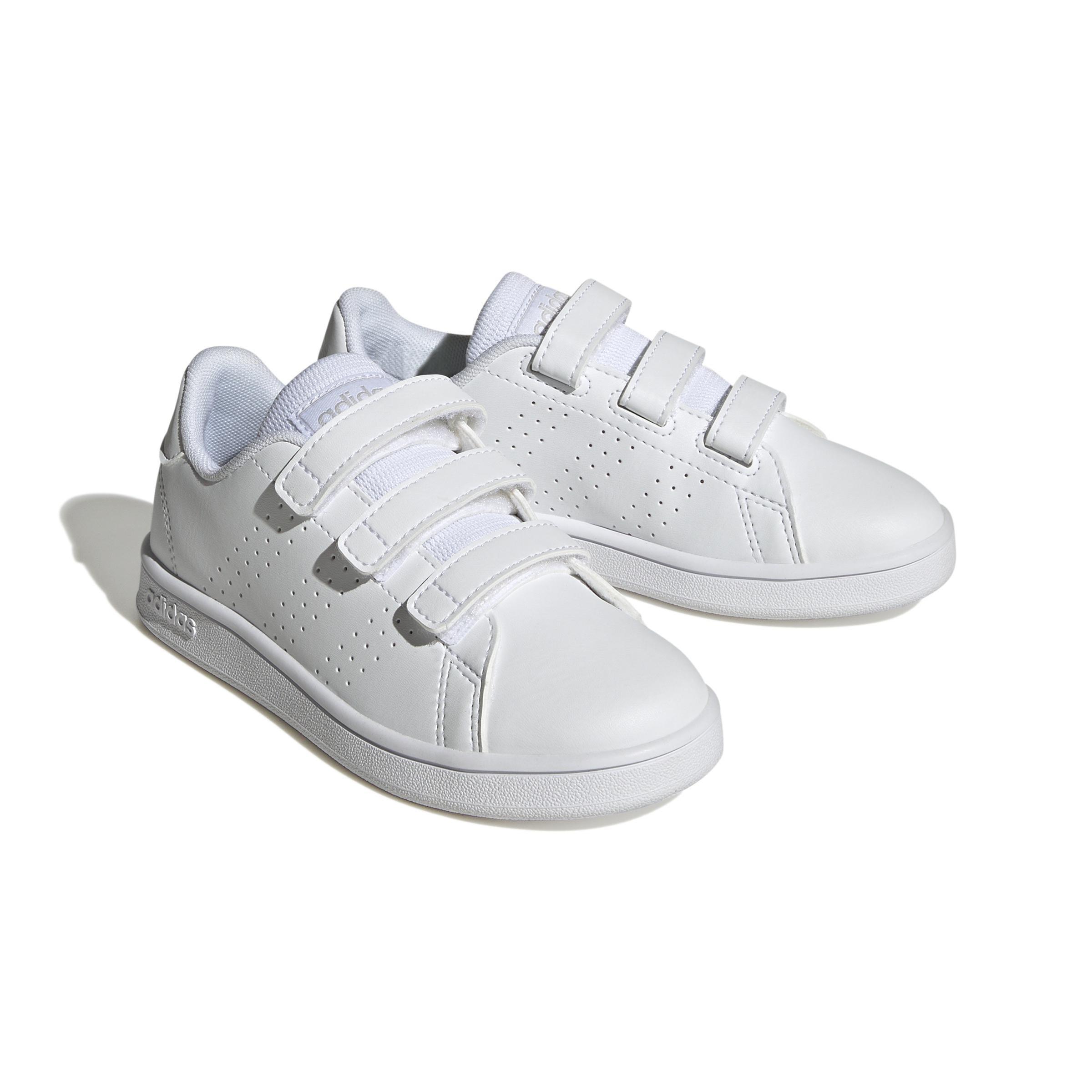 Unisex Kids Advantage Court Lifestyle Hook-And-Loop Shoes, White, A701_ONE, large image number 0