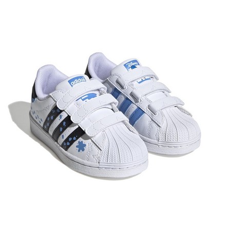 Unisex Kids Adidas Originals X Disney Superstar Shoes, White, A701_ONE, large image number 7
