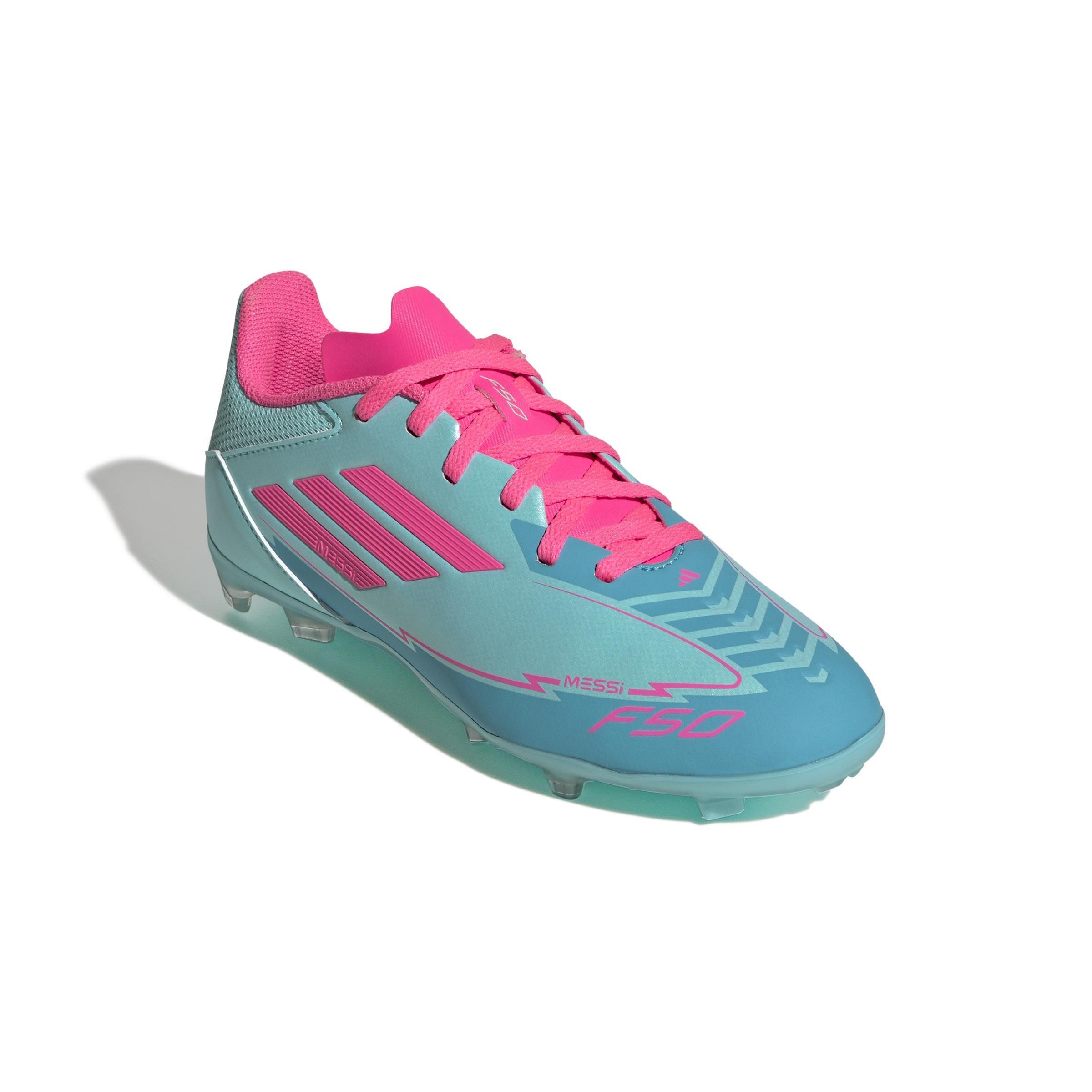Unisex Kids F50 League Messi Firm/Multi-Ground Boots, Turquoise, A701_ONE, large image number 2