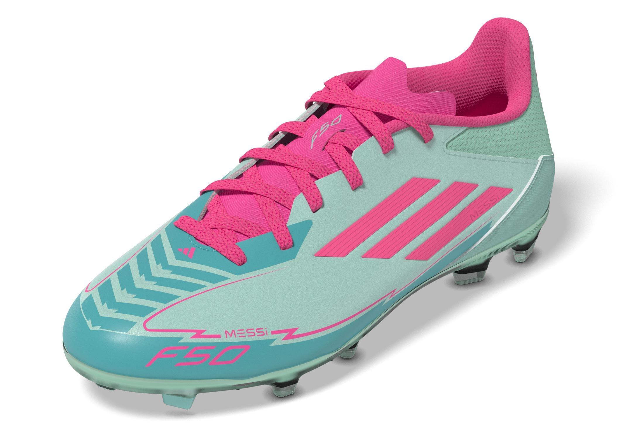 Unisex Kids F50 League Messi Firm/Multi-Ground Boots, Turquoise, A701_ONE, large image number 7