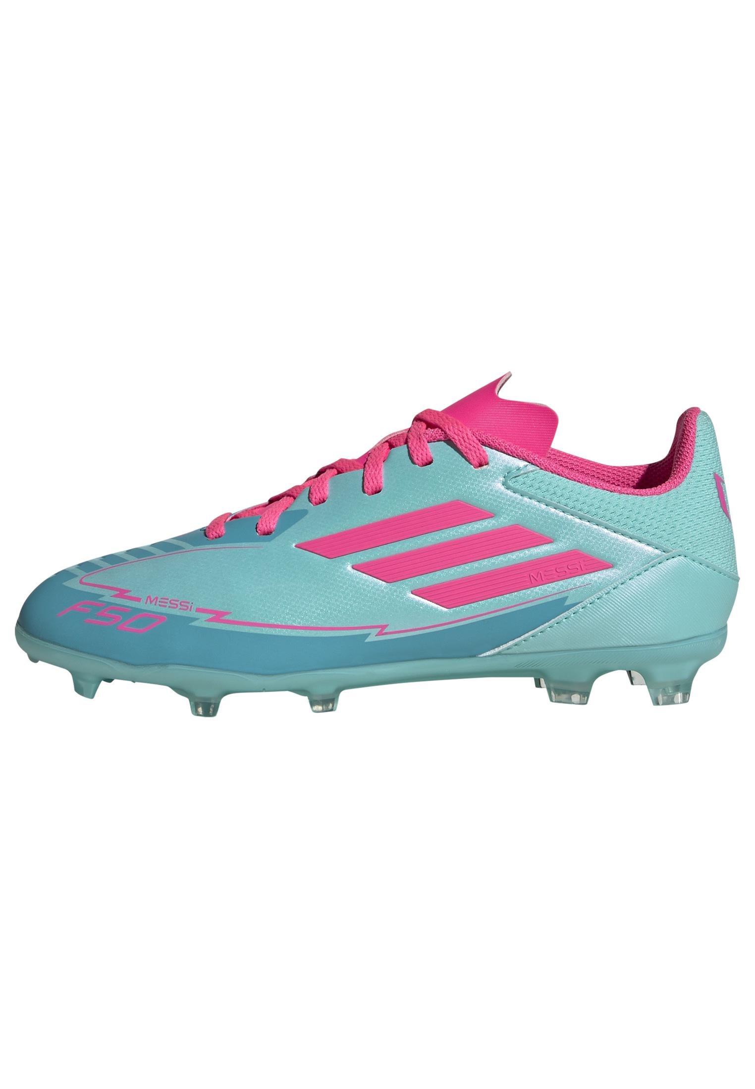 Unisex Kids F50 League Messi Firm/Multi-Ground Boots, Turquoise, , large image number 12