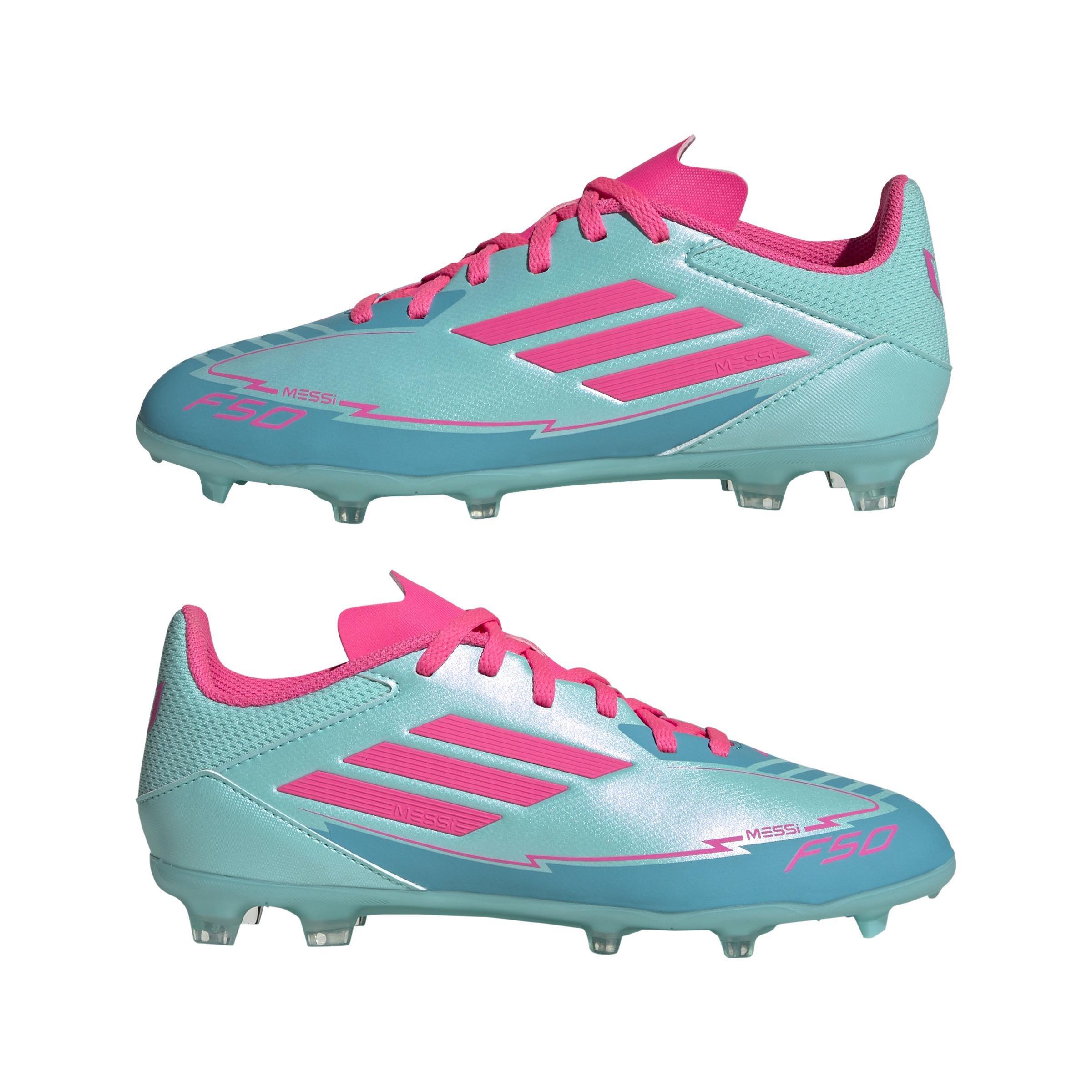Unisex Kids F50 League Messi Firm/Multi-Ground Boots, Turquoise, A701_ONE, large image number 13