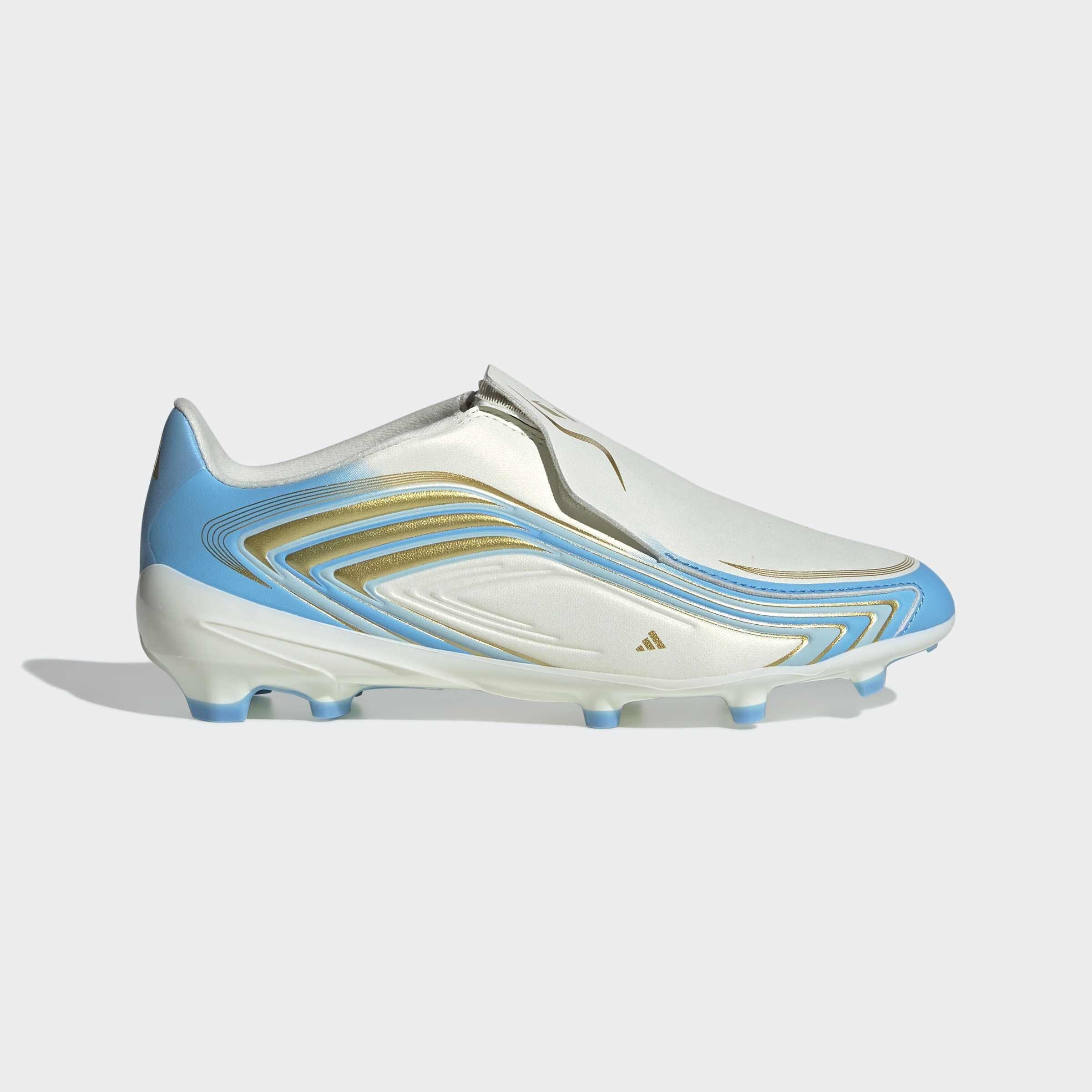 Kids Unisex F50 Messi League Laceless Firm Ground Football Boots, Beige