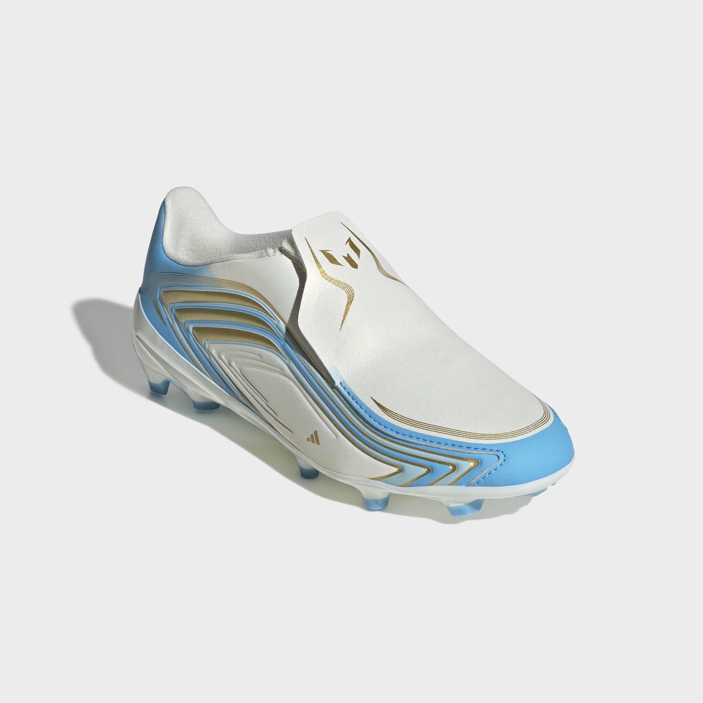 Kids Unisex F50 Messi League Laceless Firm Ground Football Boots, Beige, A701_ONE, large image number 2