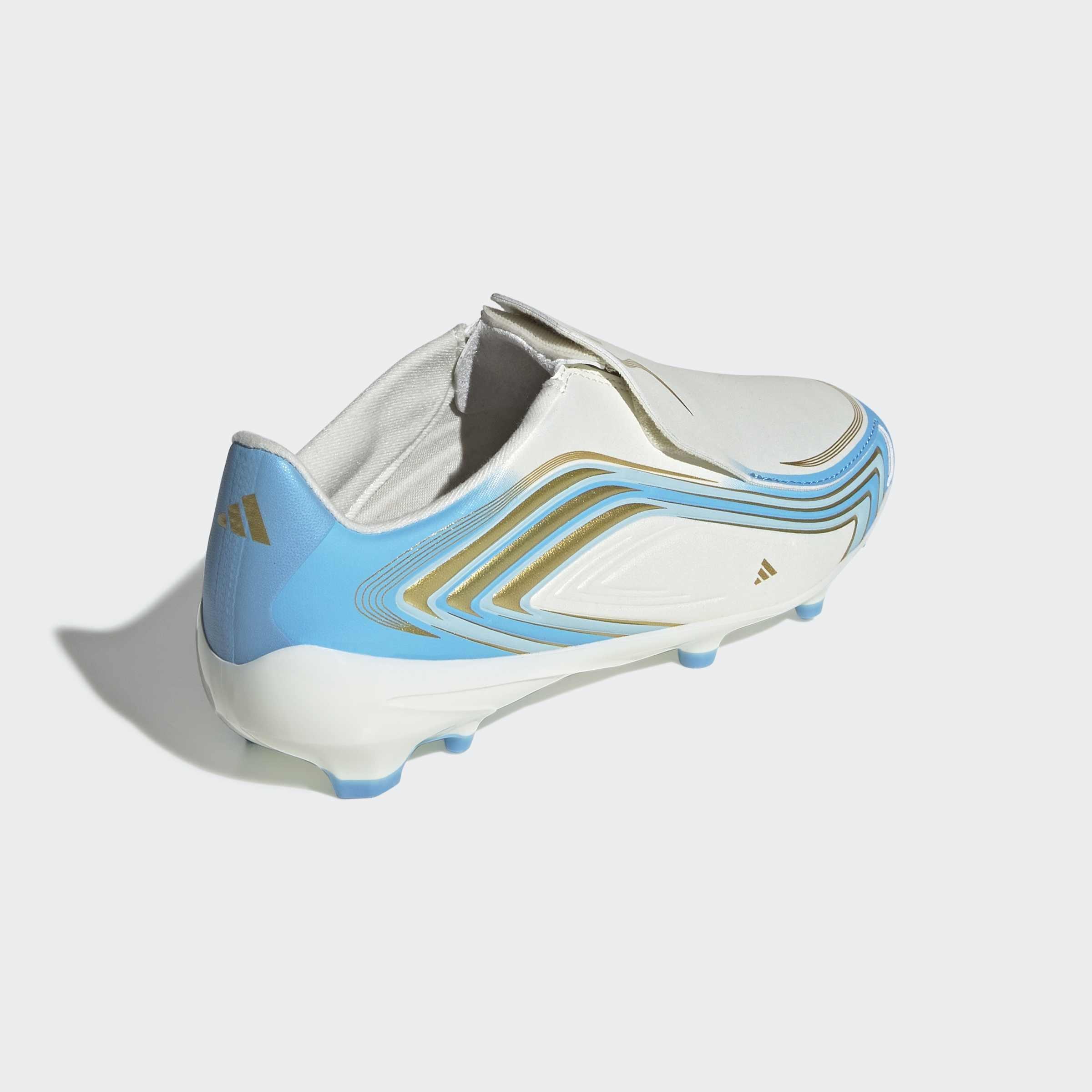 Kids Unisex F50 Messi League Laceless Firm Ground Football Boots, Beige, A701_ONE, large image number 3