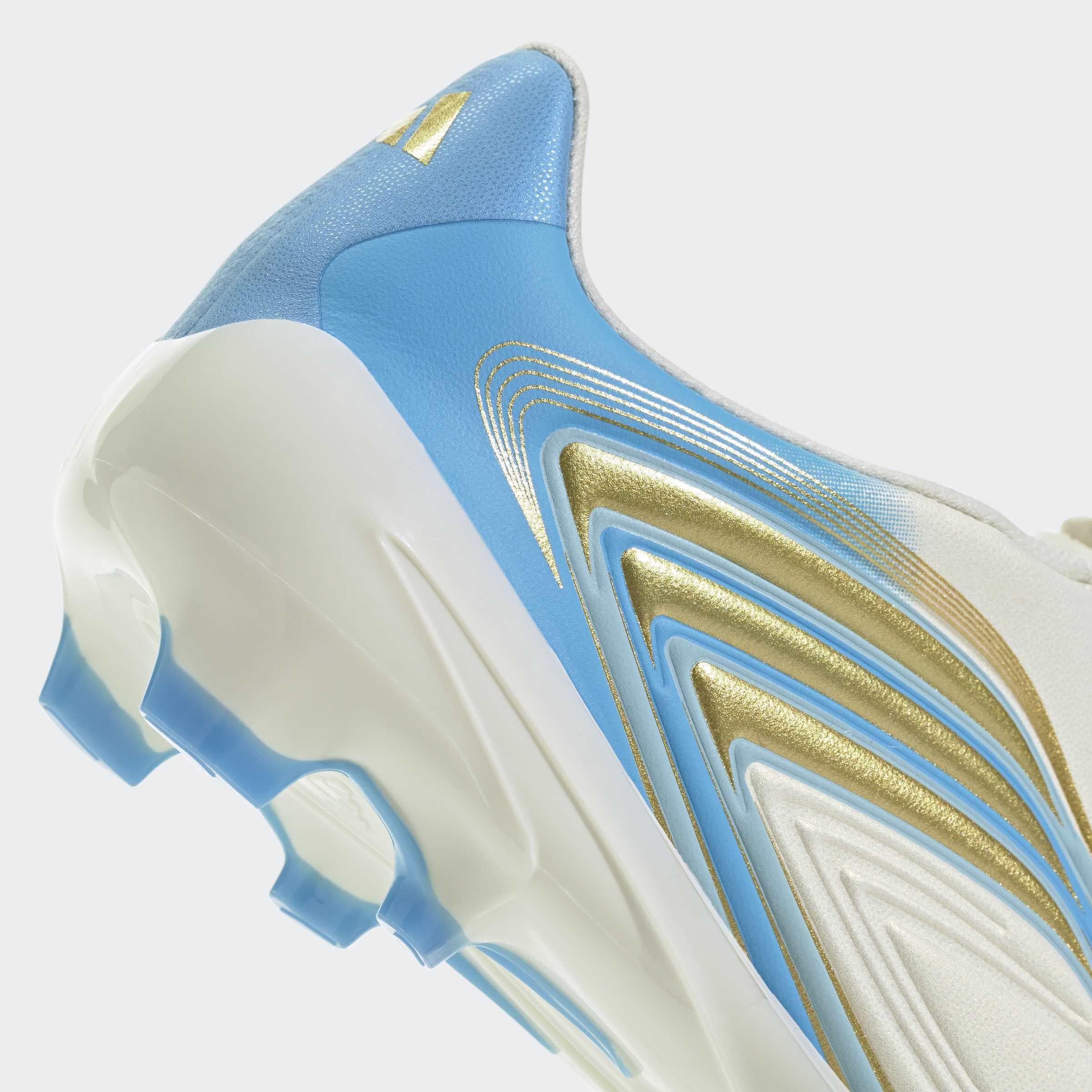 Kids Unisex F50 Messi League Laceless Firm Ground Football Boots, Beige, A701_ONE, large image number 4