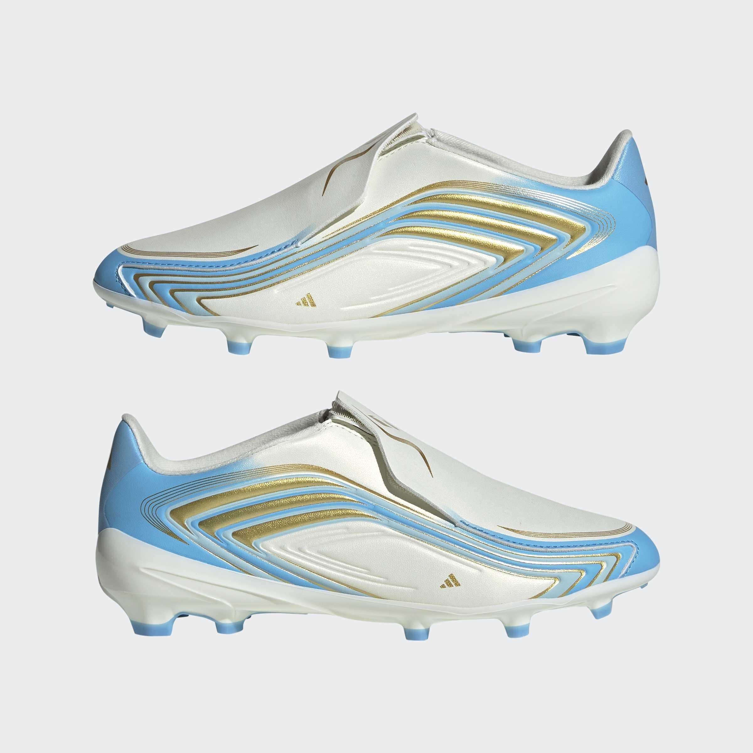 Kids Unisex F50 Messi League Laceless Firm Ground Football Boots, Beige, A701_ONE, large image number 7