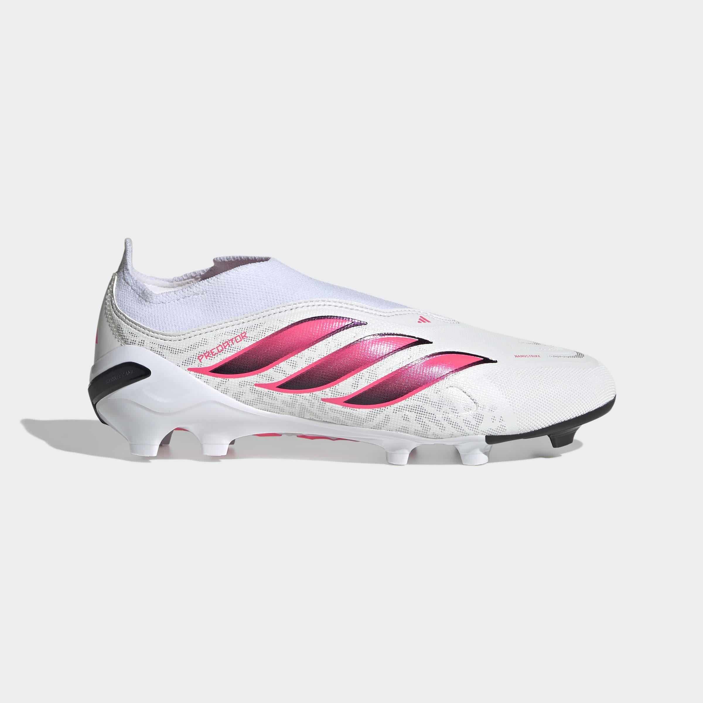 Kids Unisex Predator League Laceless Firm Ground Football Boots, White