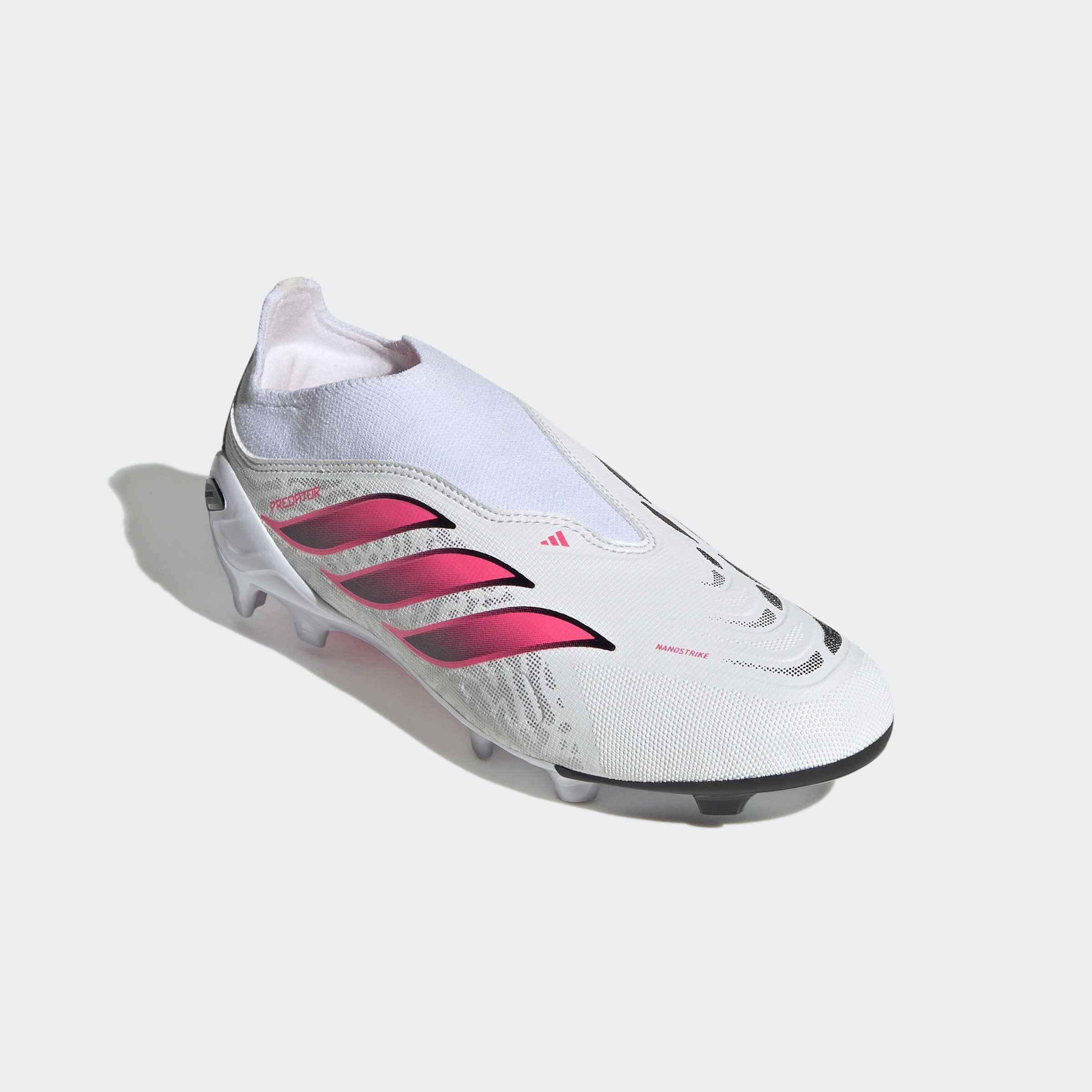 Kids Unisex Predator League Laceless Firm Ground Football Boots, White, A701_ONE, medium