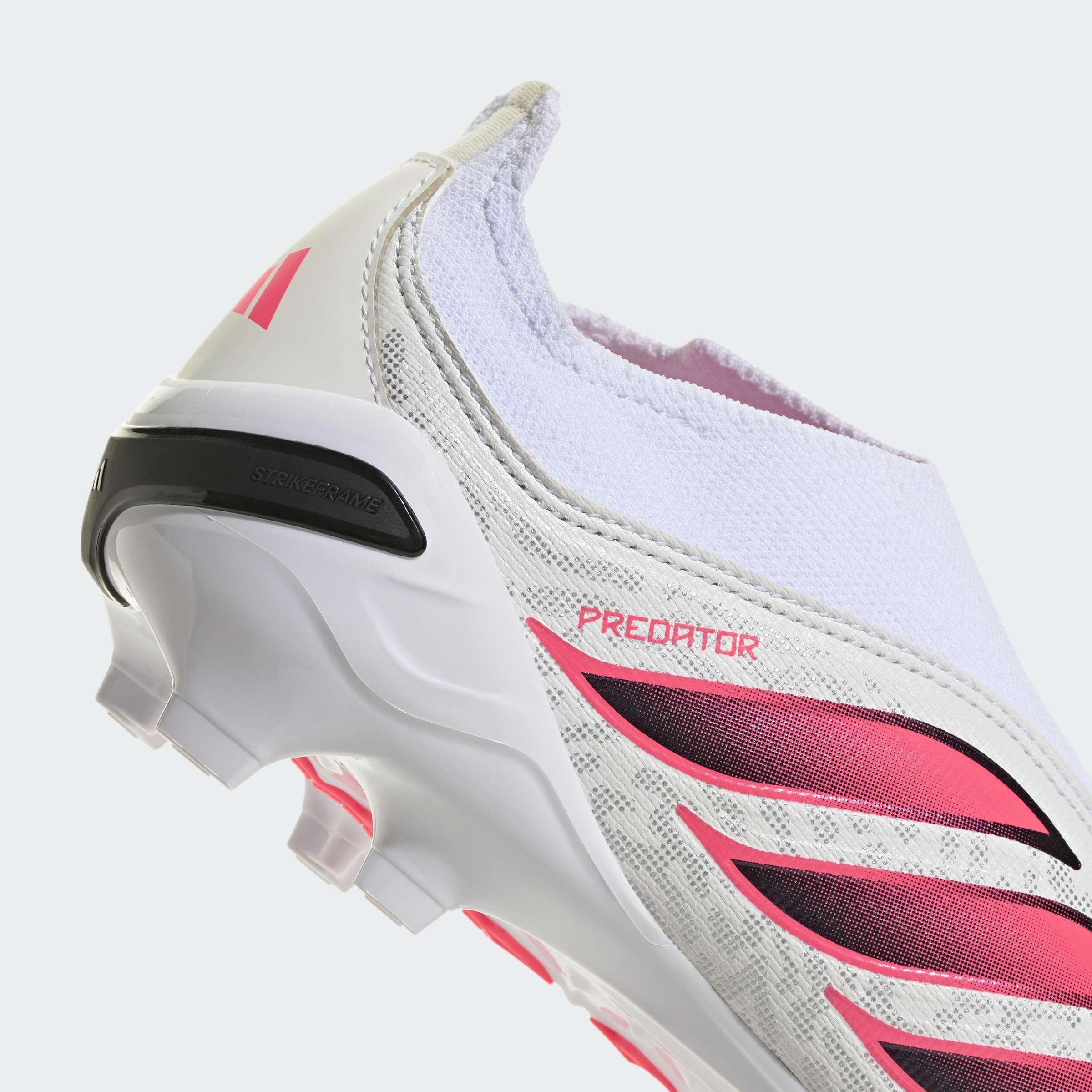 Kids Unisex Predator League Laceless Firm Ground Football Boots, White, A701_ONE, large image number 4