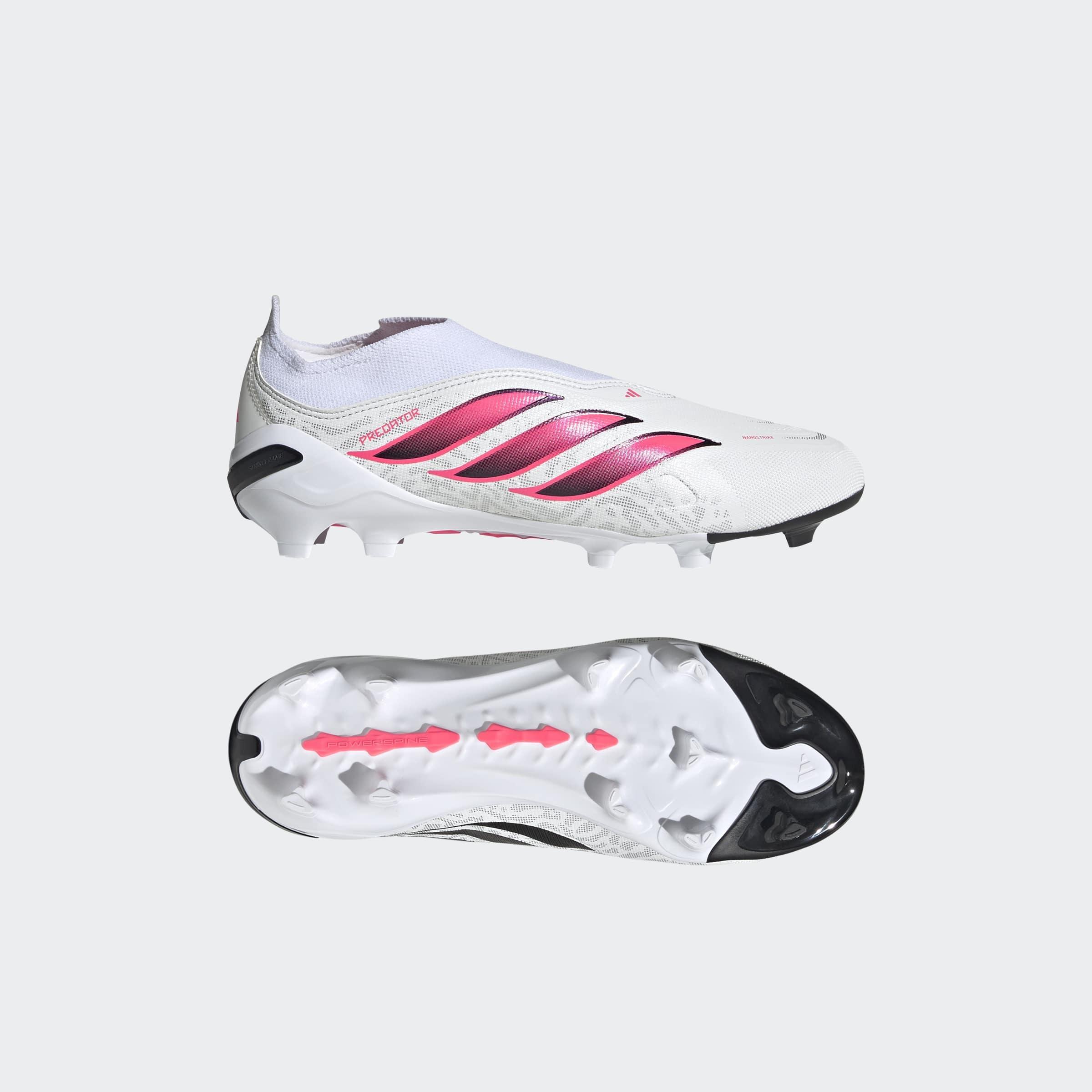 Kids Unisex Predator League Laceless Firm Ground Football Boots, White, A701_ONE, large image number 6