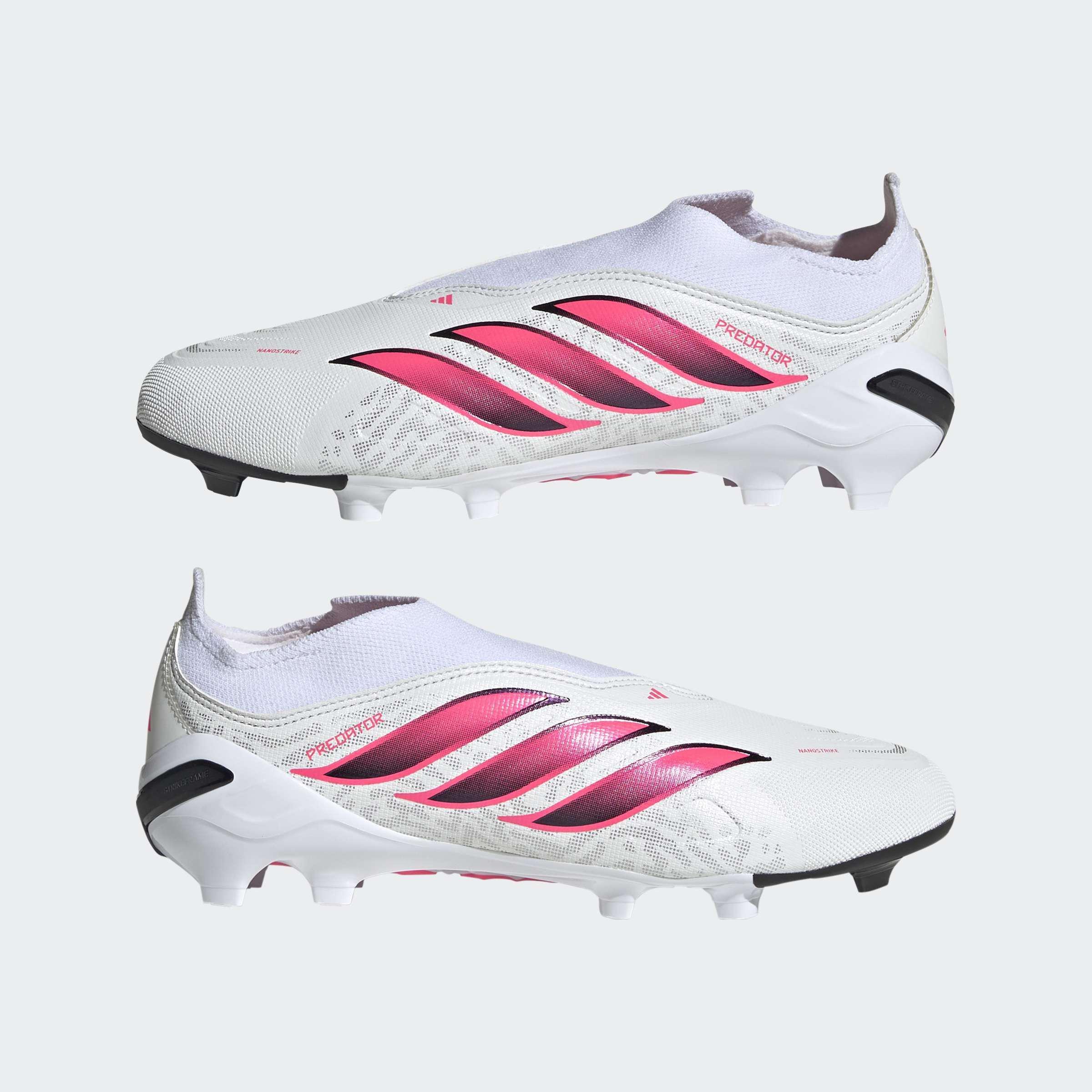 Kids Unisex Predator League Laceless Firm Ground Football Boots, White, A701_ONE, large image number 7