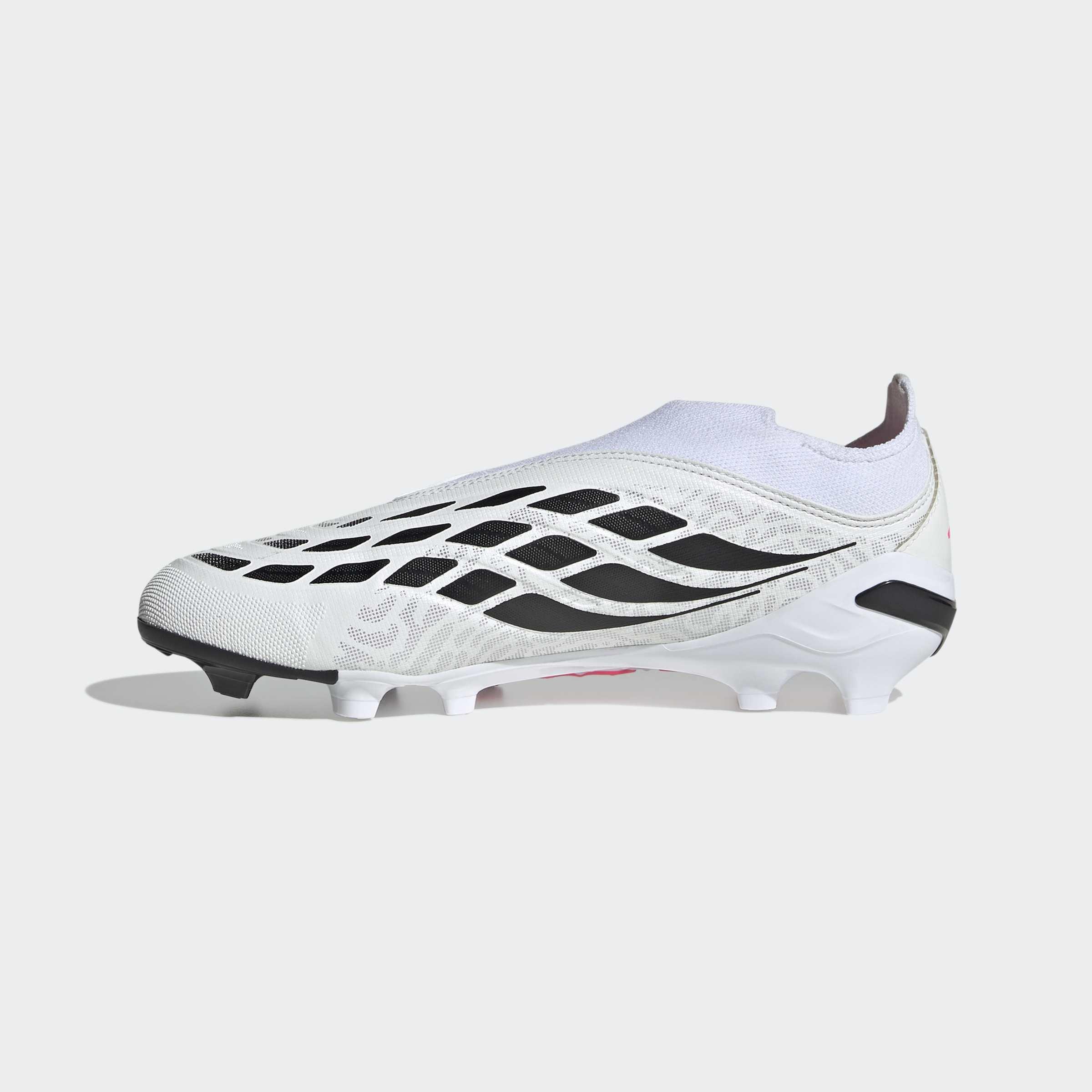 Kids Unisex Predator League Laceless Firm Ground Football Boots, White, A701_ONE, large image number 9