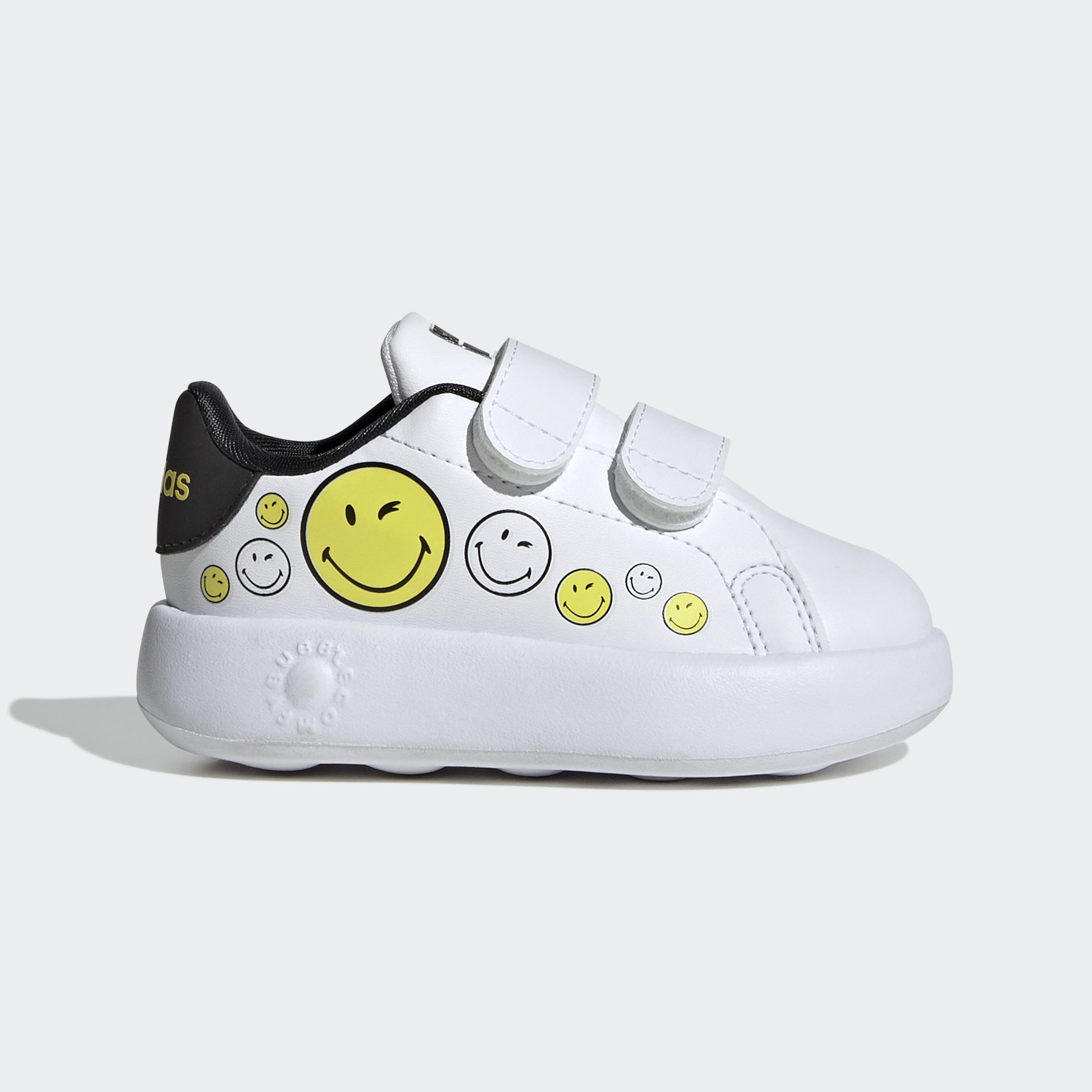 Unisex Kids adidas Smiley Advantage Shoes, White, A701_ONE, medium