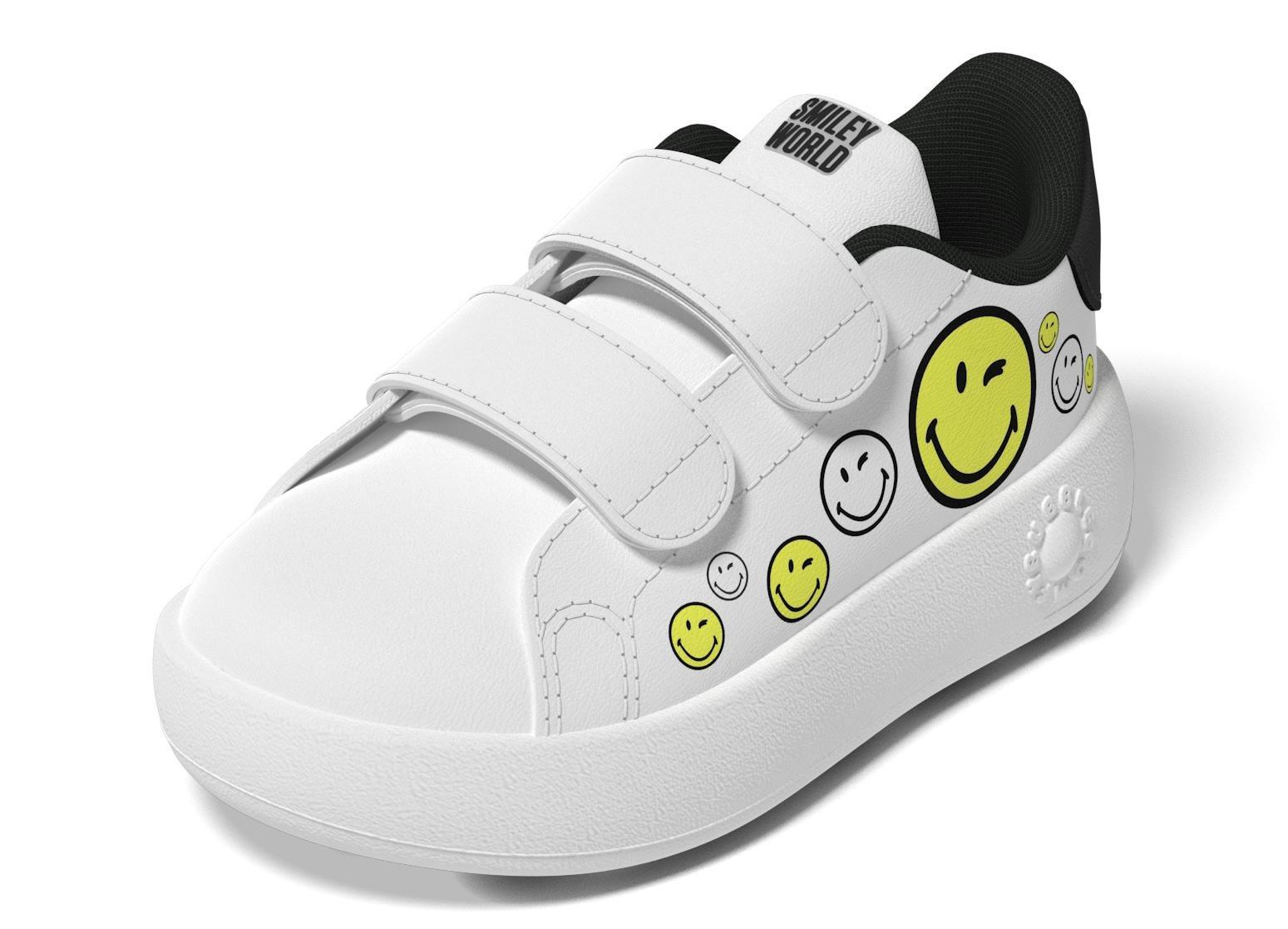 Unisex Kids adidas Smiley Advantage Shoes, White, , large image number 8