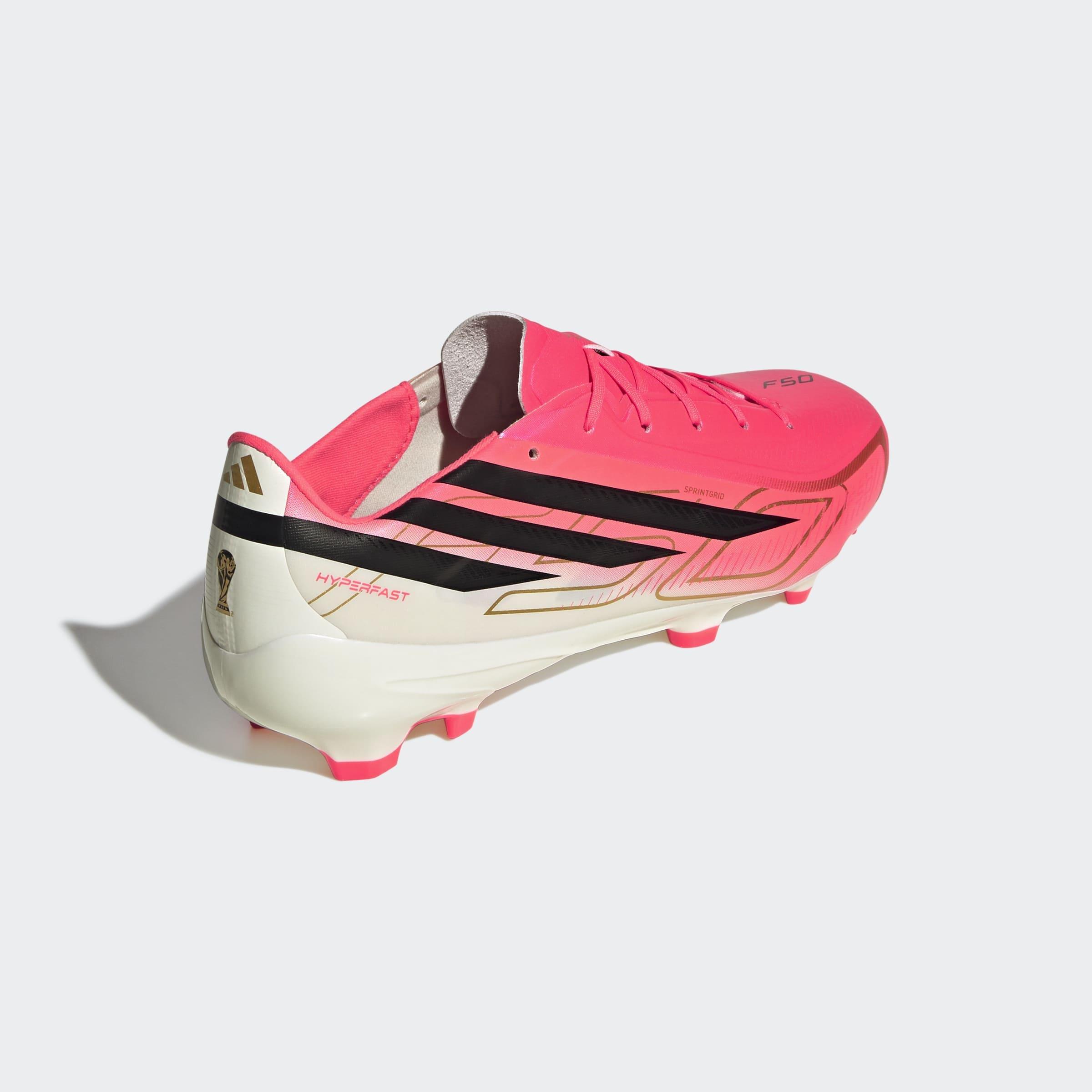 Unisex F50 Hyperfast League Firm Ground Football Boots, Pink, A701_ONE, large image number 3