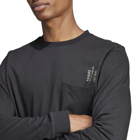 Men Adidas Sportswear City Escape Long Sleeve Pocket T-Shirt, Black, A701_ONE, large image number 4