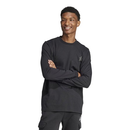 Men Adidas Sportswear City Escape Long Sleeve Pocket T-Shirt, Black, A701_ONE, large image number 10