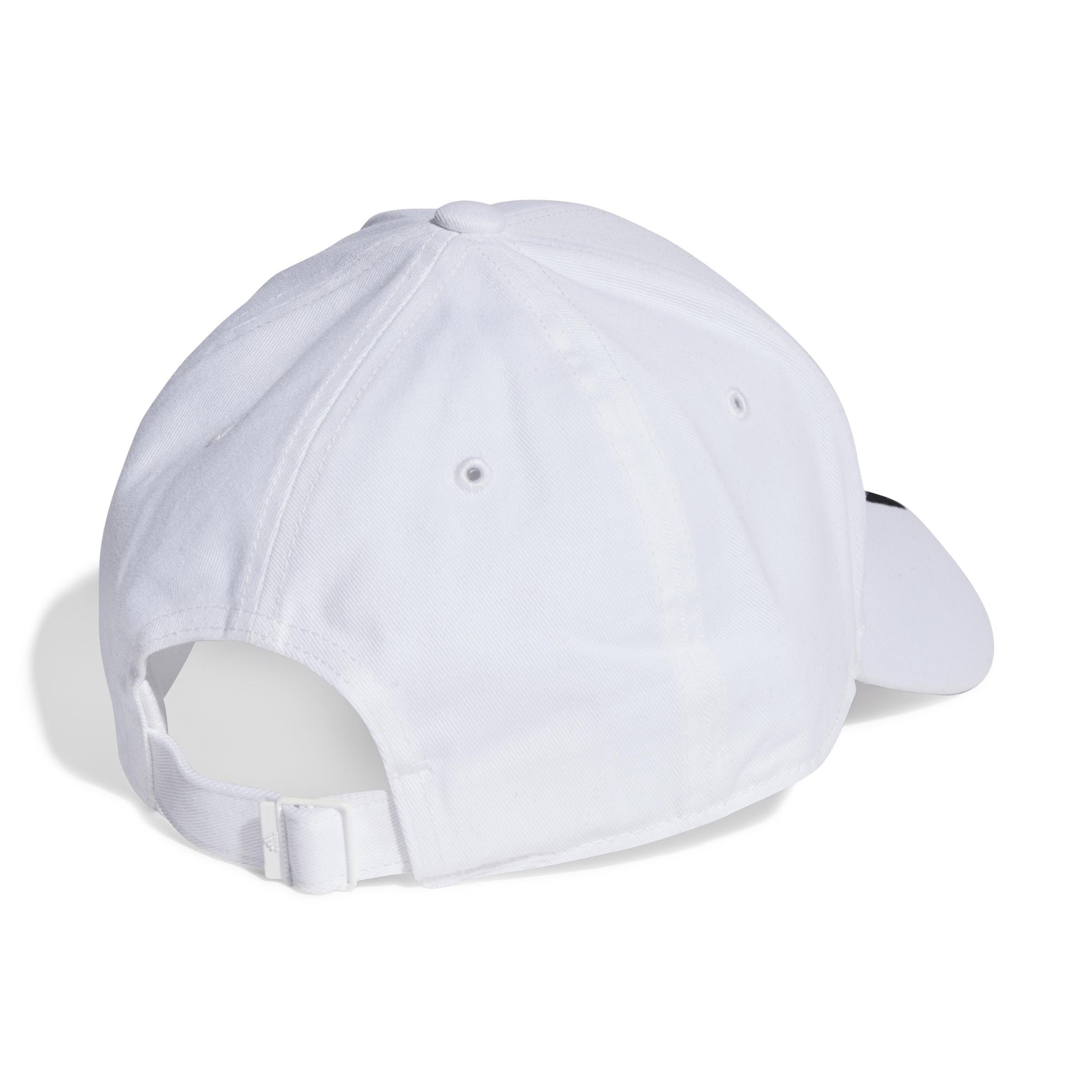 Unisex 3-Stripes Cotton Twill Baseball Cap, White, , large image number 1