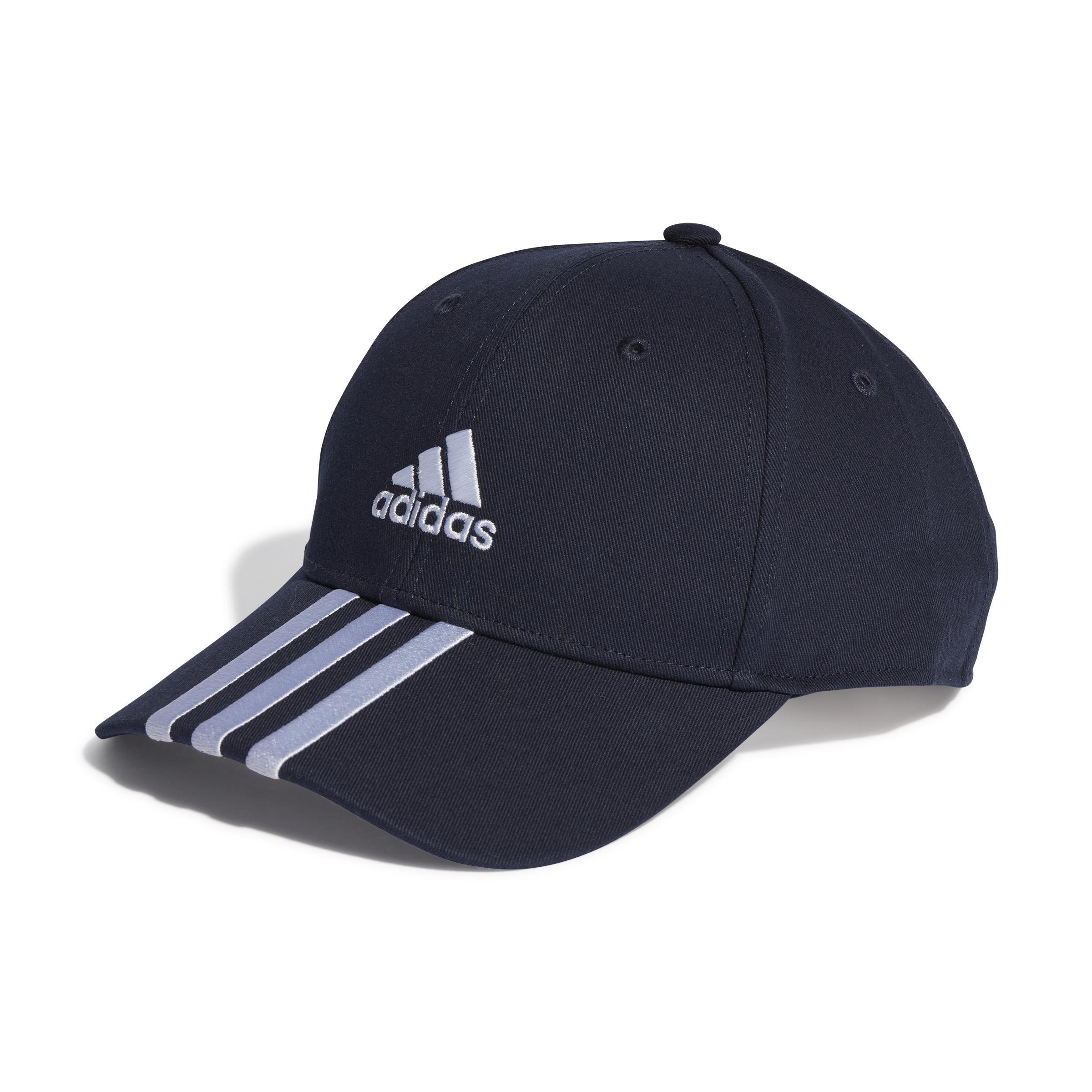 Unisex 3-Stripes Cotton Twill Baseball Cap, Blue, A701_ONE, large image number 0