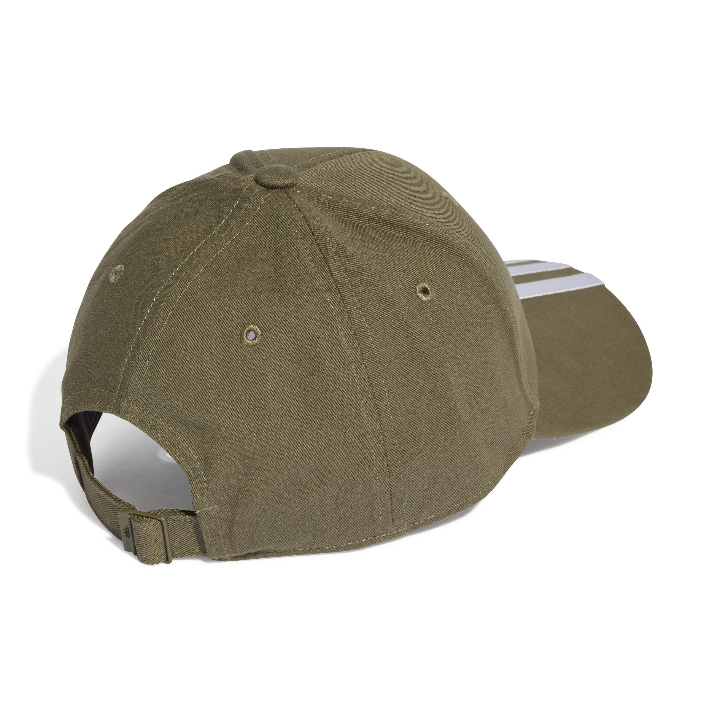 Unisex 3-Stripes Cotton Twill Baseball Cap, Green, , large image number 1