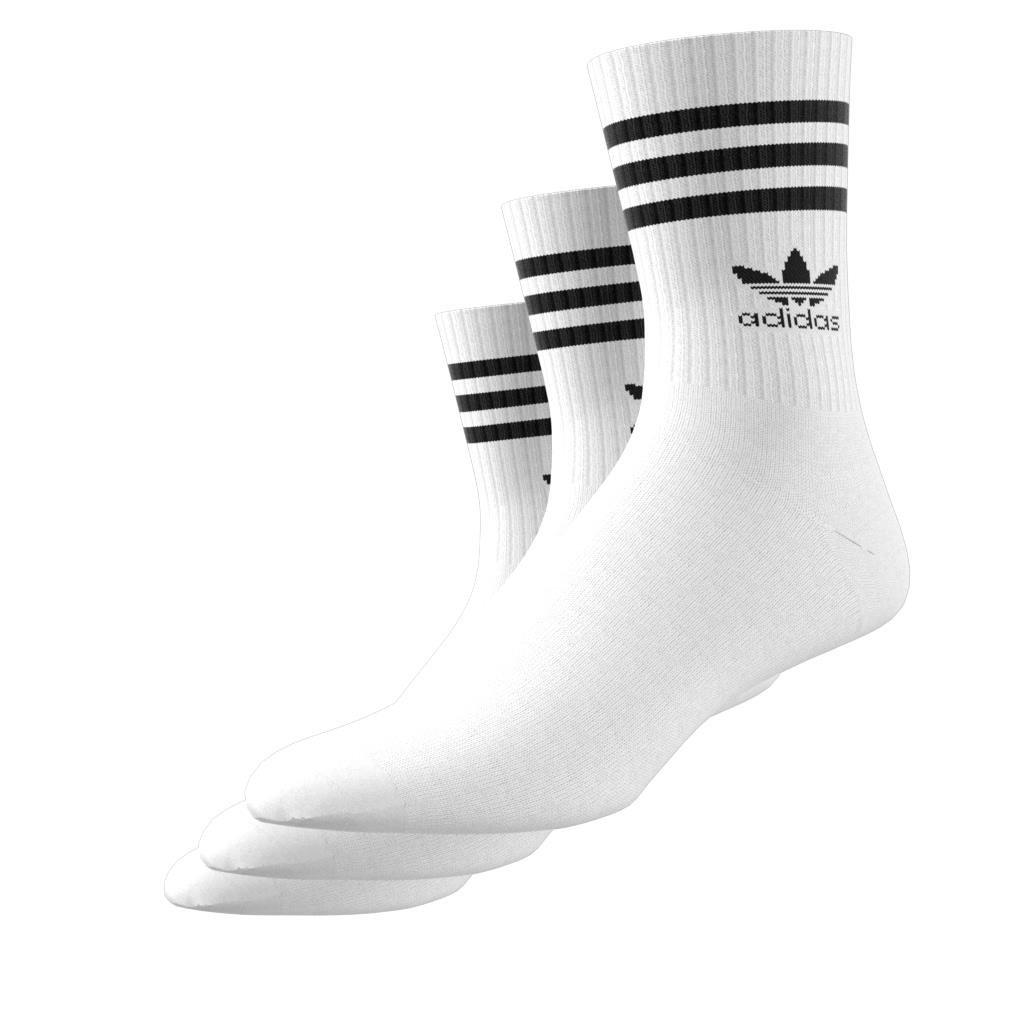 Unisex Mid Cut Crew Socks 3 Pairs, White, A701_ONE, large image number 1