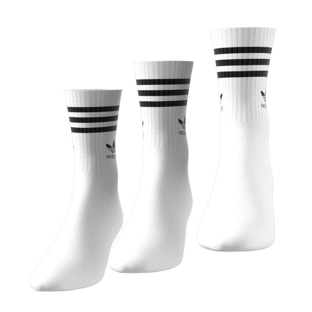 Unisex Mid Cut Crew Socks 3 Pairs, White, A701_ONE, large image number 2