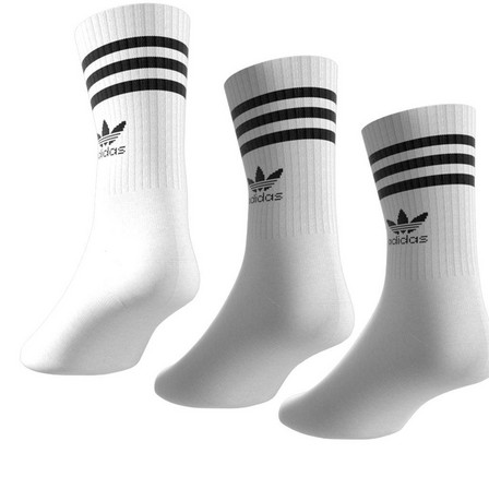 Unisex Mid Cut Crew Socks White, Set Of 3, A701_ONE, large image number 3