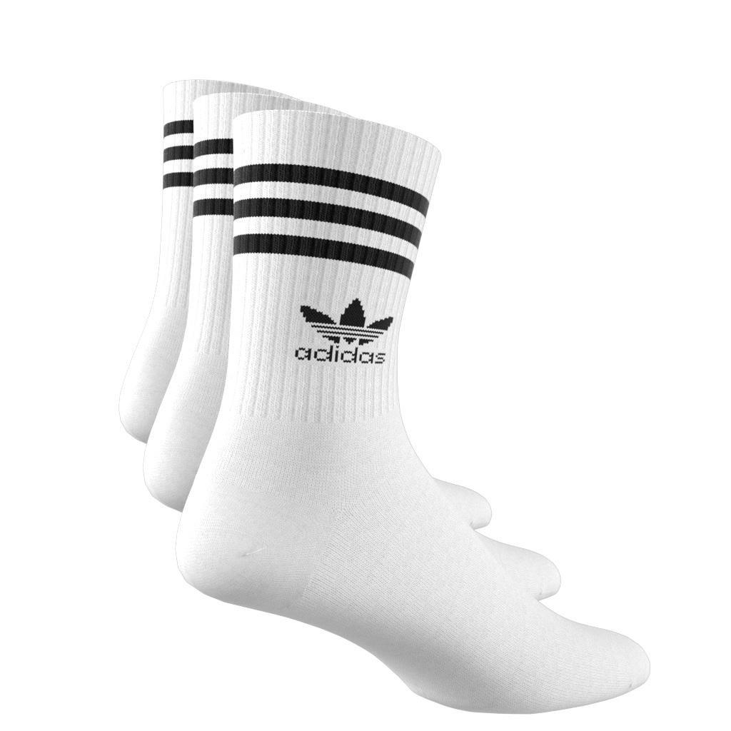 Unisex Mid Cut Crew Socks 3 Pairs, White, A701_ONE, large image number 3