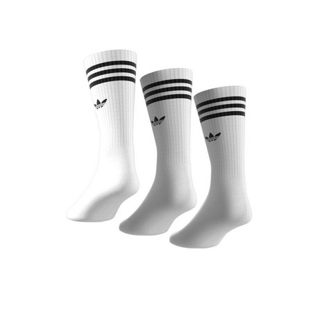 Unisex Solid Crew Socks 3 Pairs, White, A701_ONE, large image number 1