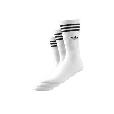 Unisex Solid Crew Socks 3 Pairs, White, A701_ONE, large image number 2