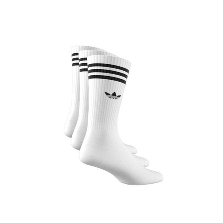 Unisex Solid Crew Socks 3 Pairs, White, A701_ONE, large image number 4