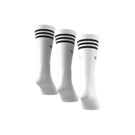 Unisex Solid Crew Socks 3 Pairs, White, A701_ONE, large image number 5
